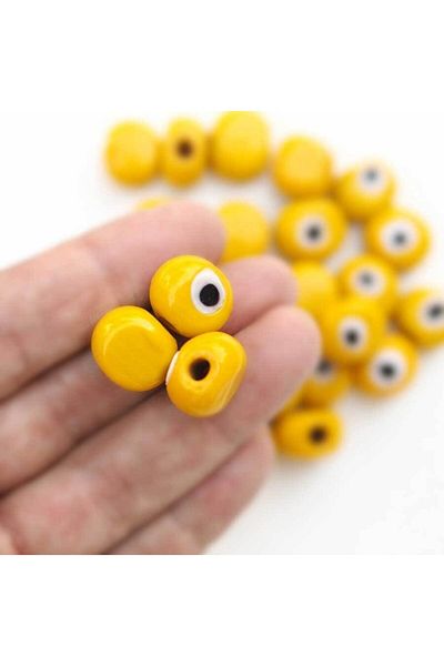 Ritzz Evil Eye Bead // Οβάλ Μοντέλο // Κίτρινο (10 Τεμάχια)