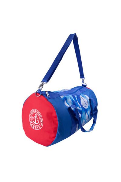 ANEMOSS Marineblaue Anemoss Zylinder-Sporttasche - Segelmuster