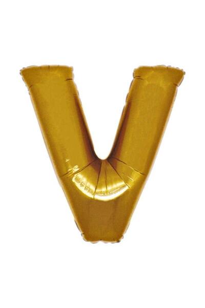 PARTİSERÜVENİ بالون حرف V ذهبي 34 بوصة (76 سم)