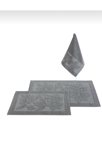 Nurpak Derya Anthracite 3-Piece Doormat Set 50X90-50X70-60X95