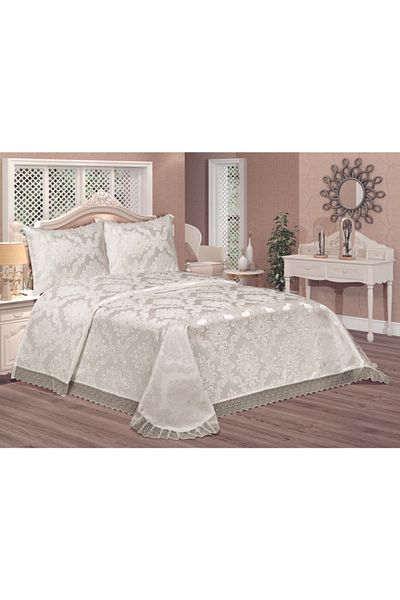 BizhomeTekstil Σετ διπλού κρεβατιού Cream French Guipure Prestige Aden