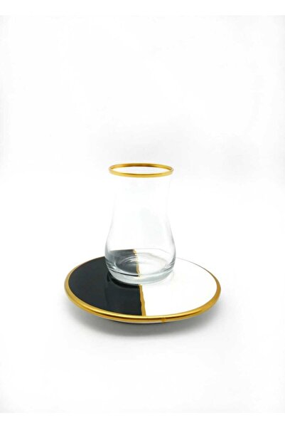 ÖzcamKristal 12 Parça 6 Kişilik Mat Siyah Renkli Çay Takımı