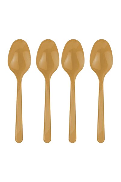 PARTİSERÜVENİ ملعقة بلاستيكية ذهبية اللون عبوة من 25 قطعة