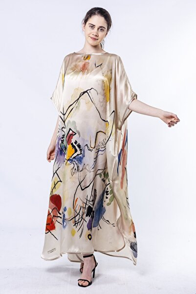 Nomads Felt Long Silk Dress| Kandinsky Composition| Nomads Felt