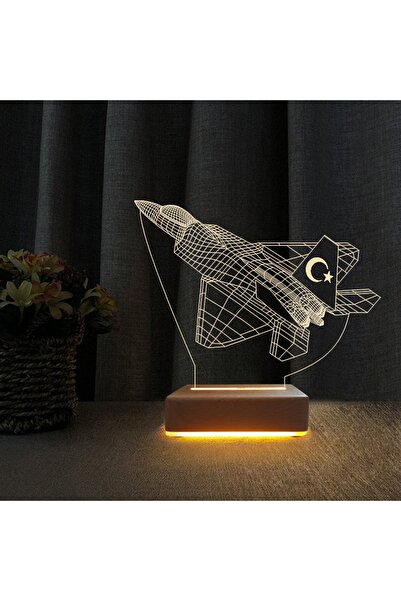 Vipyol Türk F16 Uçak 3d Lamba Çocuk Odası Gece Lambası