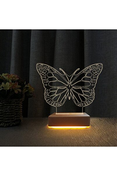 Vipyol 3d Ilizyon Led Lamba Masa Gece Lambası Kelebek Çocuk Odası Gece Lambası