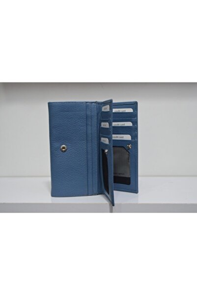 Veskemann Kadın Açık Mavi Naomi Hakiki Deri Çok Bölmeli Cüzdan