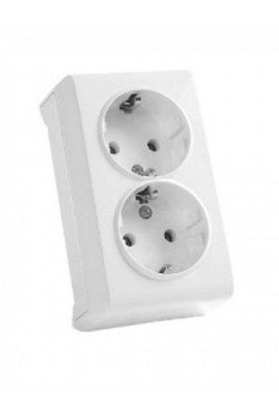 VİKO Vera Grounded Surface Mounted White Double Socket
