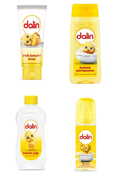 Dalin Pişik Önleyici Kremi 100 ml + Şampuan 200 ml +  Kolonya 150 ml + Bebek Yagı 300 ml