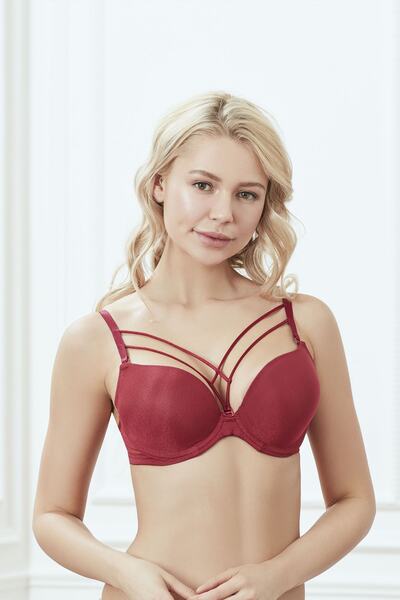 Anıl Lingerie Anil Cherry Underwire Push-Up Push-Up Bra with Removable String...