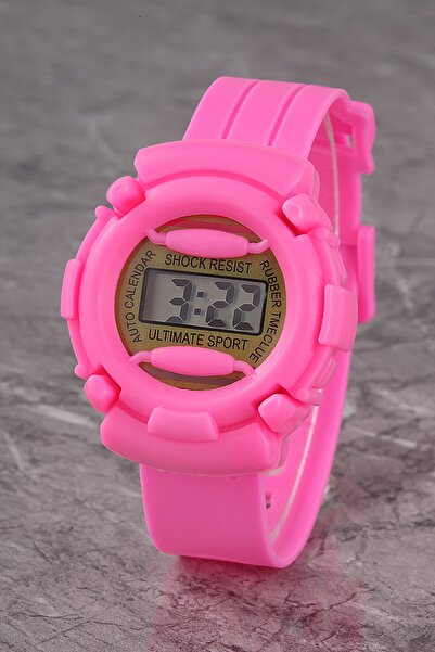 Polo55 Plcdjt022r04 Çocuk Pembe Dijital Kadran Silikon Kordon Kol Saati