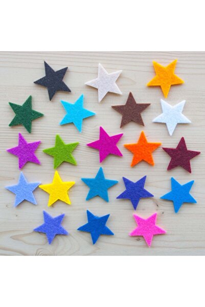 toptankece Keçe Renkli Yıldız Süsleri 25 Adet, Keçeden Yıldız Figürleri