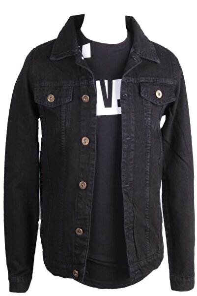 viking's line Erkek Siyah Denim Ceket