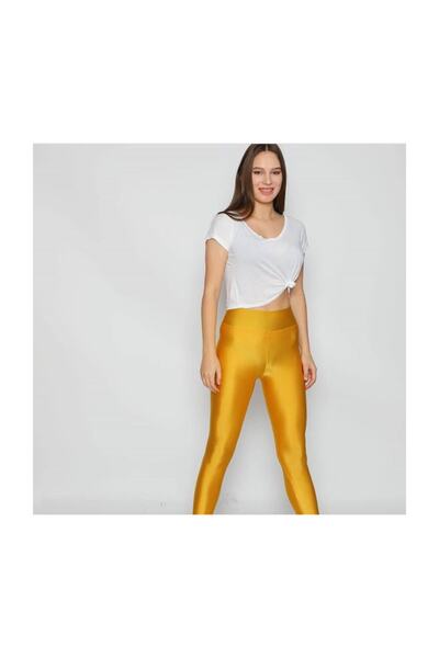 MojerHermosa Kadın Disco Parlak Sarı Tayt