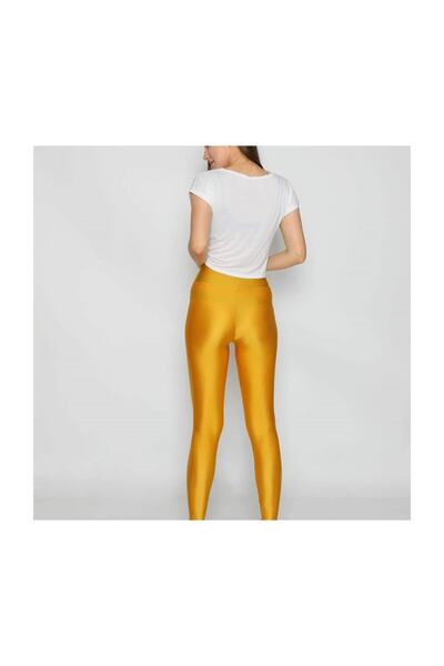 MojerHermosa Kadın Disco Parlak Sarı Tayt