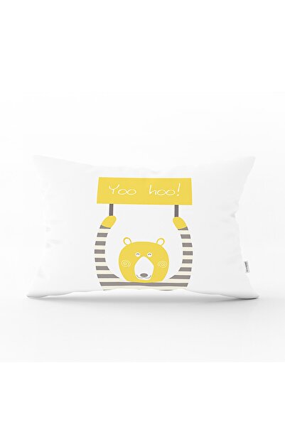 Realhomes Față de pernă dreptunghiulară pentru camera copiilor cu cerb unicorn pe fundal alb design