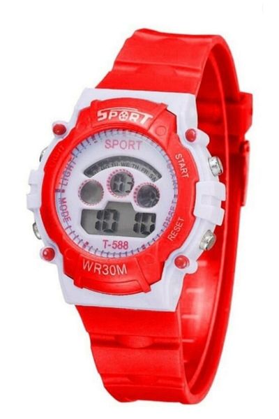 RoseRoi Digital Red Sports Children's Wristwatch with Calendar and Light