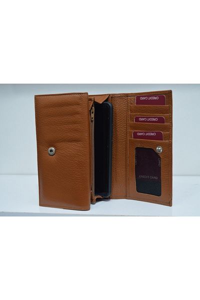 Veskemann Women's Tan Genuine Leather Wallet