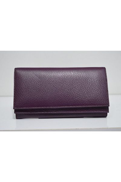 Veskemann Women's Naomi Purple Genuine Leather Multi-Compartment Wallet