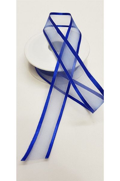 Hobigram Saks Blue Organza Satin Κορδέλα Πλάτος 2,5 cm Μήκος 1 μέτρο Τιμή – Κορδέλα, Κομψό Σχέδιο – Κορδέλα –