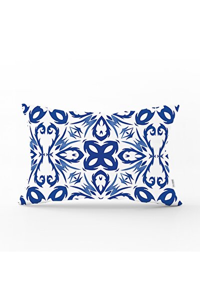 Realhomes Blue White Ceramic Damask Decorative Patterned Custom Printed Recta...