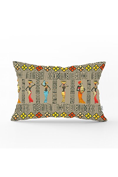 Realhomes غطاء وسادة مستطيل مصمم خصيصًا لأربعة نساء أفريقيات على أرضية مزخرفة...