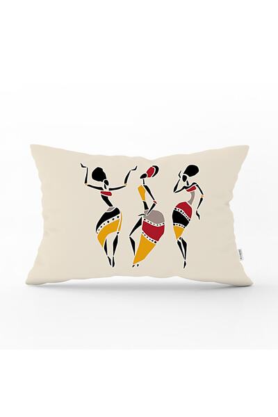 Realhomes African Three Women on Gray Background Printed Rectangular Throw Pi...