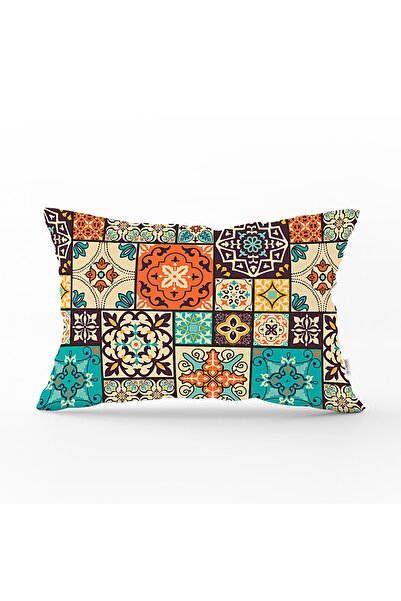 Realhomes Ethnic Cream Three Large Square Pattern Designed Rectangular Throw ...