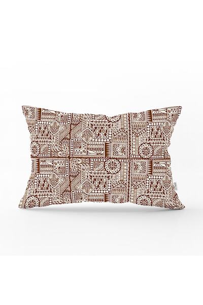 Realhomes Detailed Coffee Bean Colored Ethnic Design Rectangular Throw Pillow...