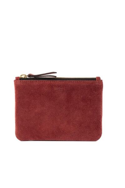 PİRCİ Kadın Bordo Süet Deri Mini Çanta