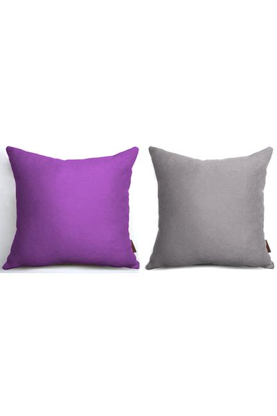 Alacastore Husă de pernă combinată violet gri argintiu 43x43 pachet de 2