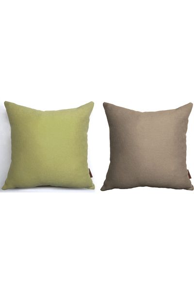 Alacastore Husă de pernă combinată verde mușchi maro deschis 43x43 2 buc