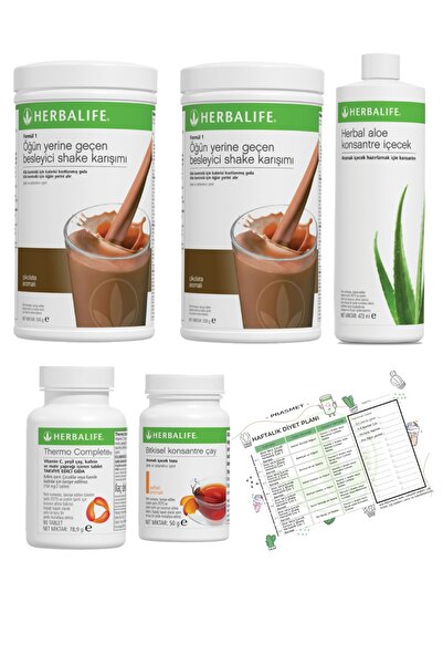 Herbalife Shake Çikolata 2 Adet + Şeftali Çay + Aloe Vera + Thermo Complete +...