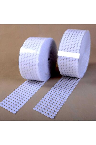 Genel Markalar 1 cm 100 Adet Beyaz Yuvarlak Kesim Cırt Bant Arkası Yapışkanlı...