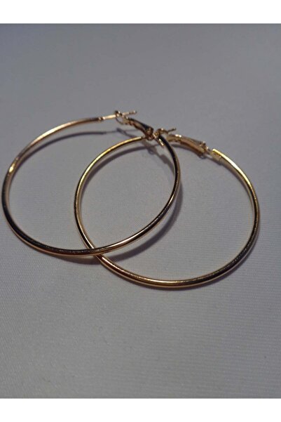 Accessories Klasik Büyük Altın Rengi Halka Küpe (5 Cm)