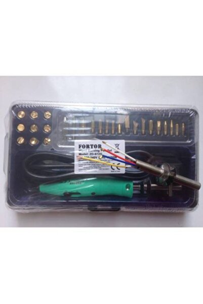 Fortor Zd-972g Ahşap Yakma Hobi Kalem Havya Seti + Yedek Rezistans + Yedek Uç
