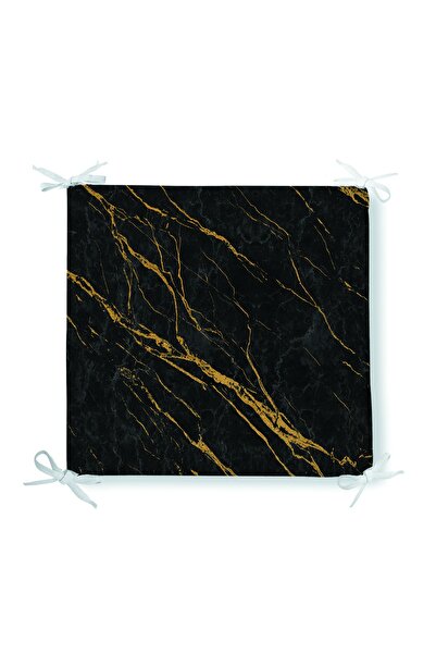 Realhomes وسادة كرسي بسحاب مع أرضية سوداء وأوردة ذهبية رفيعة