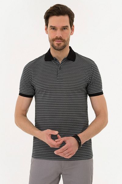 Pierre Cardin Μαύρο Slim Fit T-Shirt Polo λαιμόκοψη