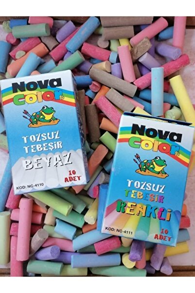 Nova Color Renkli 10'lu ve Beyaz 10'lu Paket Tozsuz Tebeşir