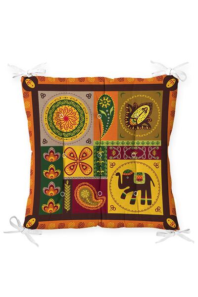 Realhomes وسادة كرسي منتفخة بتصميم برتقالي مع فيل عرقي وزخرفة أفريقية