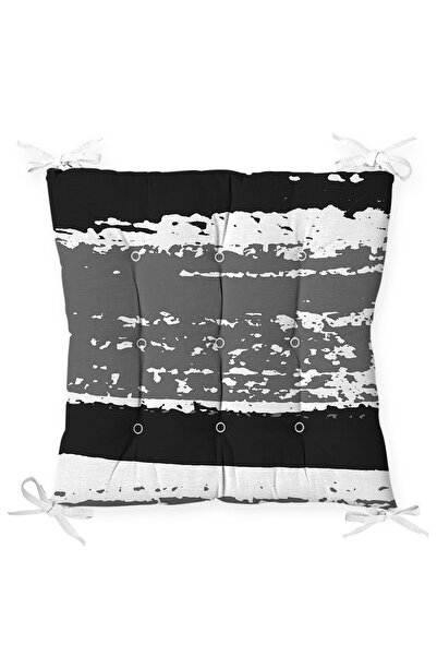 Realhomes Black and White Gray Horizontal Striped Pieced Paint Design Fluffy ...