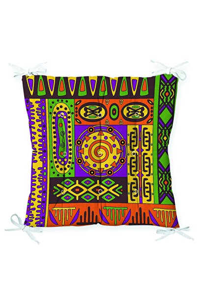 Realhomes Green Purple Weighted Ethnic Sun Design Pouf Chair Cushion