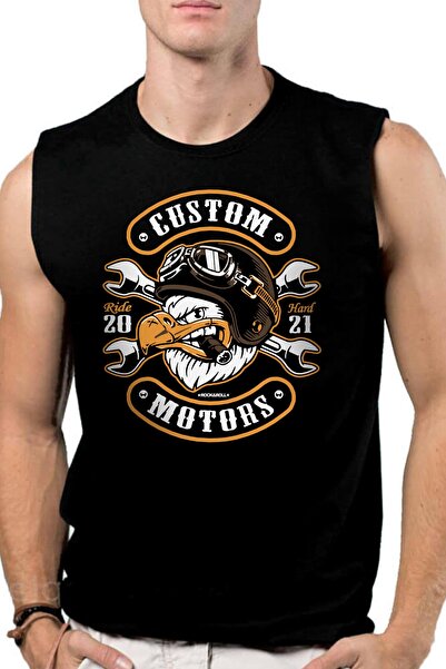 ROCKANDROLL Manșon decupat negru Angry Eagle | Tricou fără mâneci pentru bărb...