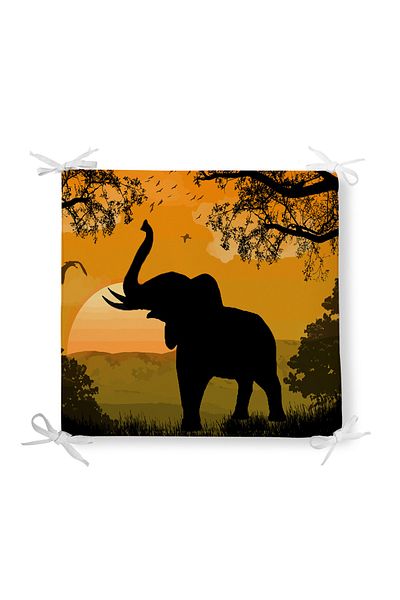 Realhomes Pernă pentru scaun cu fermoar cu design elefant cu tematică africană
