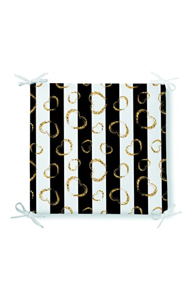 Realhomes Siyah Beyaz Zemin Üzerinde Büyük Küçük Hardal Kalp Baskılı Fermuarl...