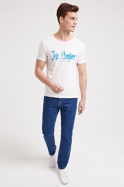 Lee Cooper Men's Drawing Logo O-Neck T-Shirt White 202 LCM242018