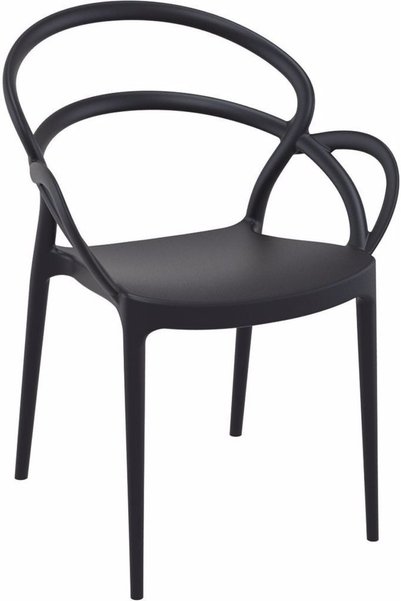 Siesta Siyah Mıla Plastik Contract Koltuk Mutfak Balkon Salon Bahçe Cafe Sand...