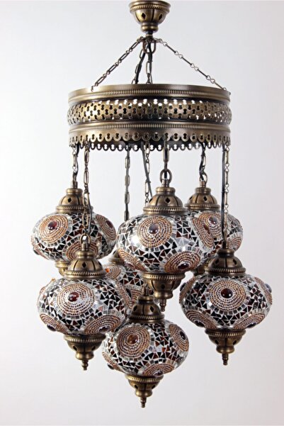 mosaicturk Otantik Mozaik 7'li Avize Seti (kahve)