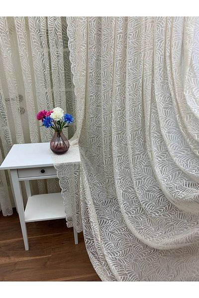 Esse Home Geometric Patterned Background Curtain, 70x260, 1/3 Close Pleat, Pleated, Single Wing