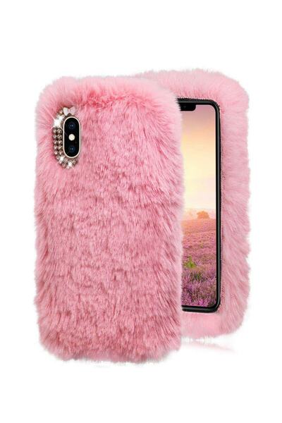 TahTicMer Xiaomi Redmi Note 6 Pro Kılıf Peluş Tüylü Taşlı Silikon Tpu Kapak H...